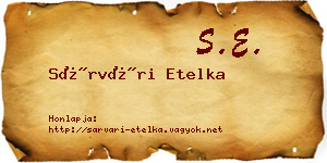 Sárvári Etelka névjegykártya